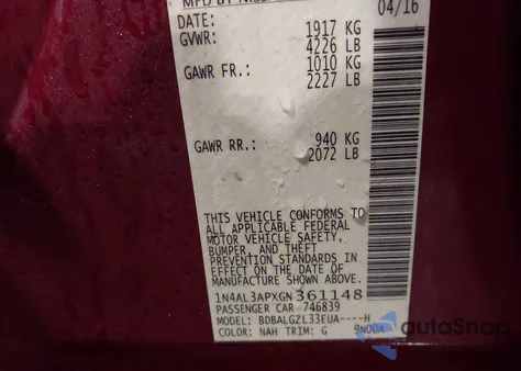 2016 Nissan Altima 2.5 S из США, поврежденный, VIN 1N4AL3APXGN361148